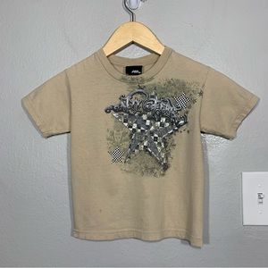 Vintage Y2K No‎ Fear Star Gothic Tan/Beige Skater Tee Youth Size Small